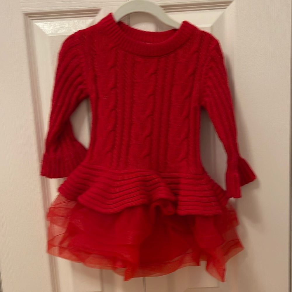Baby girls Holiday dress. Red with ruffles. Size 18 months